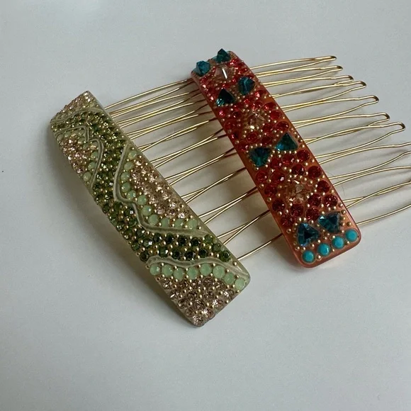 M. C. Davidian Swarovski Crystal Hair Combs Set - Multicolor - Picture 4 of 6